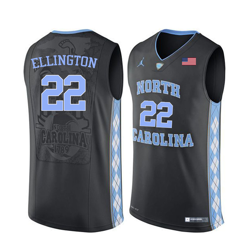 Men North Carolina Tar Heels #22 Wayne Ellington College Basketball Jerseys Sale-Black